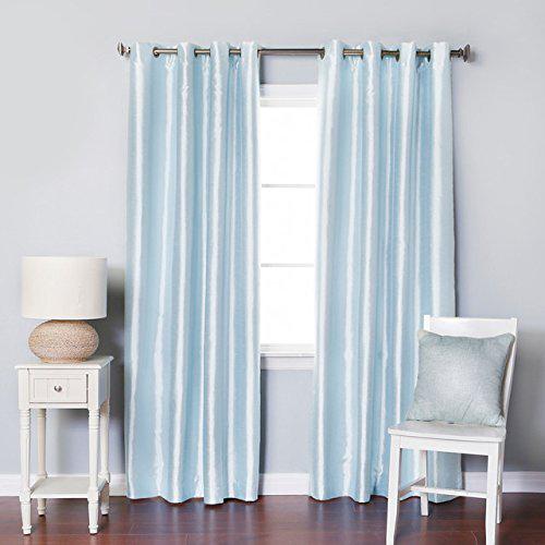 Sky Blue Pair Of Elegant Plain Silk Curtain