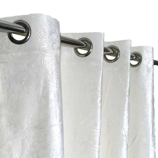 White Premium Self-Embossed Velvet Curtains – Soft, Stylish & Durable